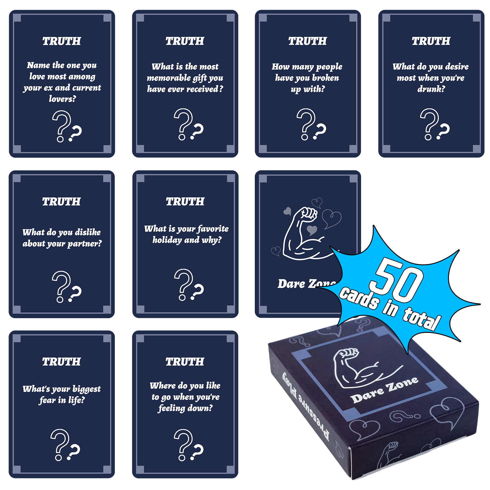 50Pcs Party Game Cards for Adu - Party Games Group For Adults 评论和价格