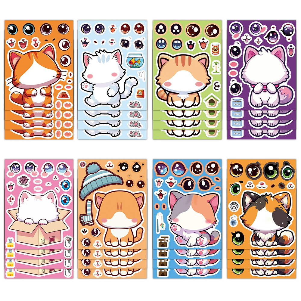 8/16Sheets Cute Cat Cartoon Ma - Party Games Instagram 评论和价格