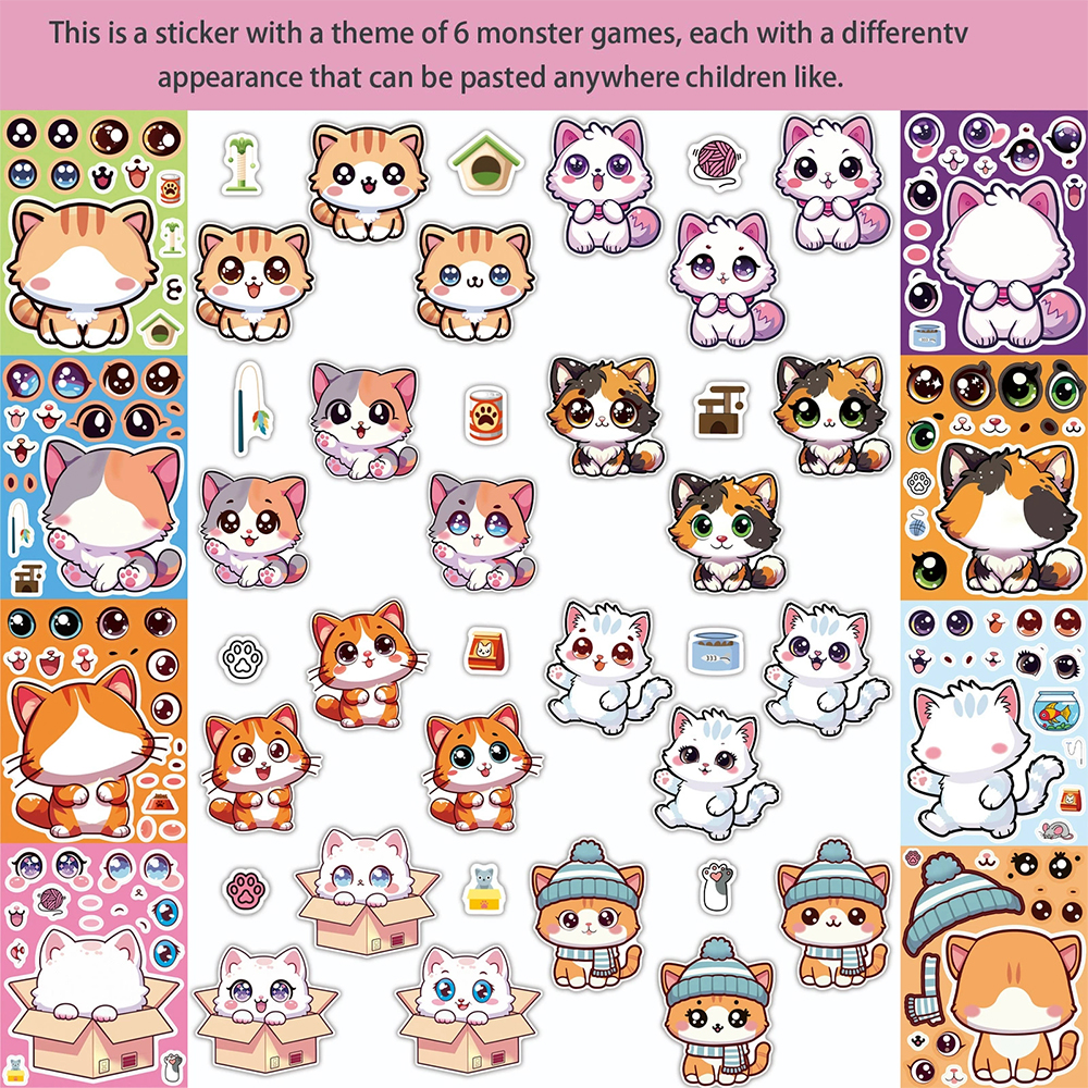 8/16Sheets Cute Cat Cartoon Ma - Party Games Instagram 评论和价格