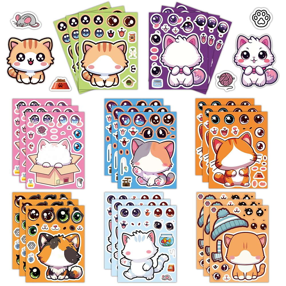 8/16Sheets Cute Cat Cartoon Ma - Party Games Instagram 评论和价格