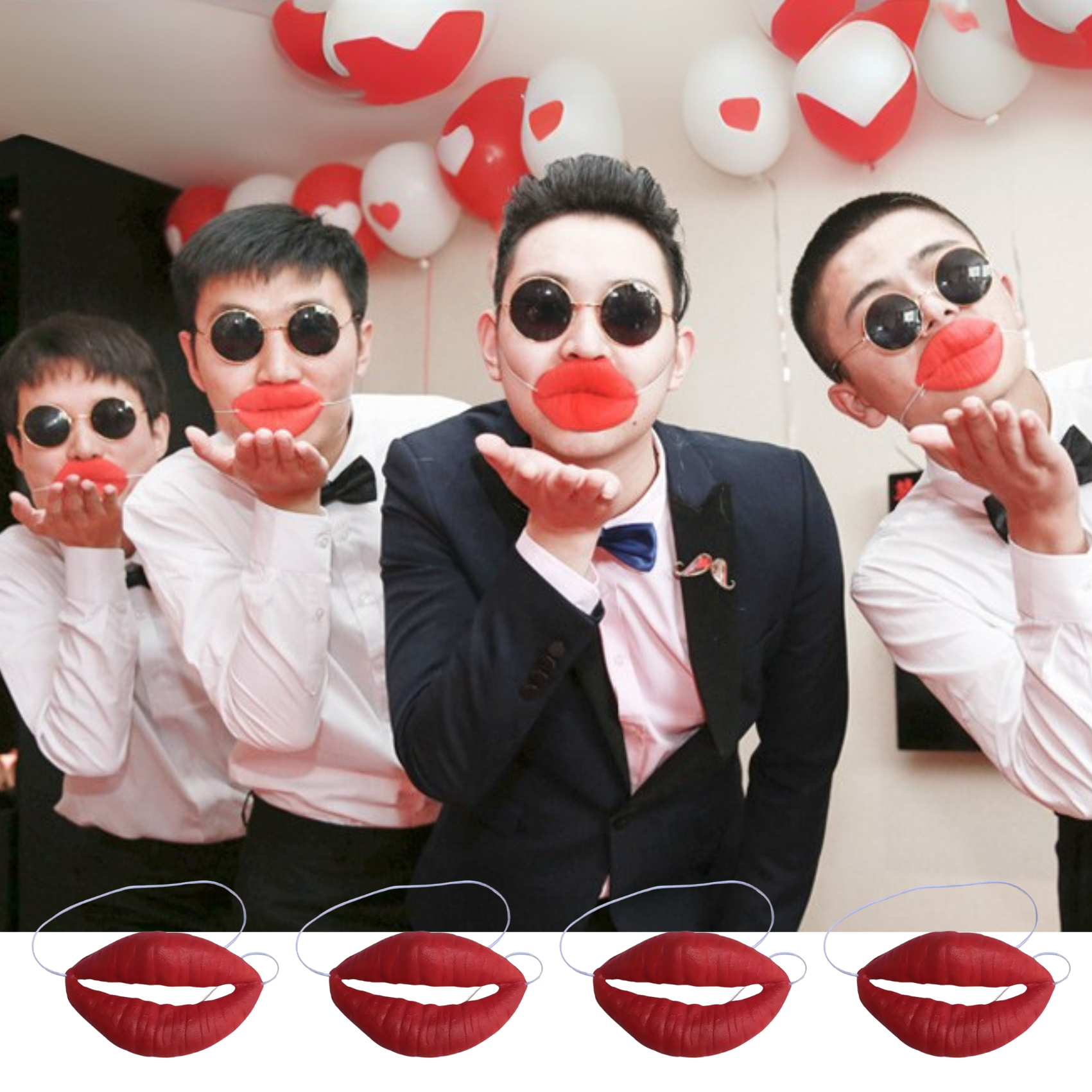 4pcs lips props, wedding game  - Party Games Adults Indoor 评论和价格
